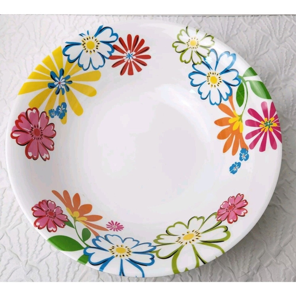 Pier 1 Imports Serving‎ Bowl Melamine Multicolor Yellow Pink Green Floral